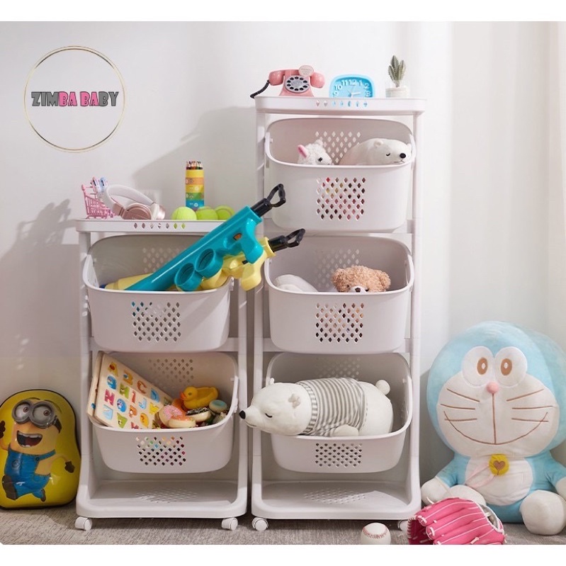 Kệ đựng đồ đa năng 2 tầng có bánh xe 360 siêu tiện ích việt nhật ( 2 giỏ giống nhau )