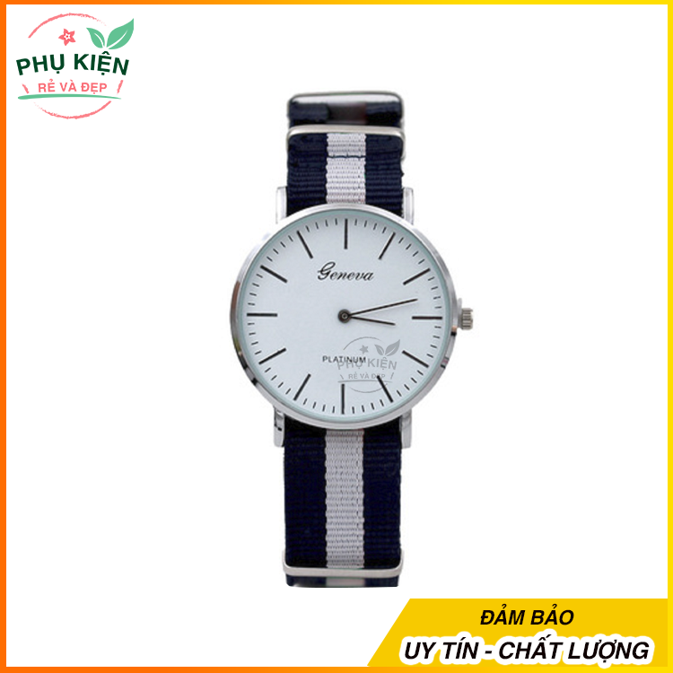 [HCM]Đồng Hồ Quartz Thời Trang Nữ Geneva C36 Mặt Tròn Chạy 2 Kim Dây Vải Dù Phối Màu Sọc Siêu Bền Phong Cách Hàn Quốc (Bảo Hành 6 Tháng)