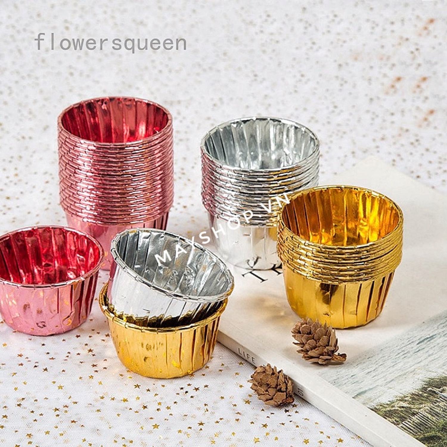 50 Cup giấy nhôm làm cupcake