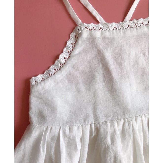 Váy Dây Thô thêu ren chân,Kiểu yếm phối ren,Size 2-6