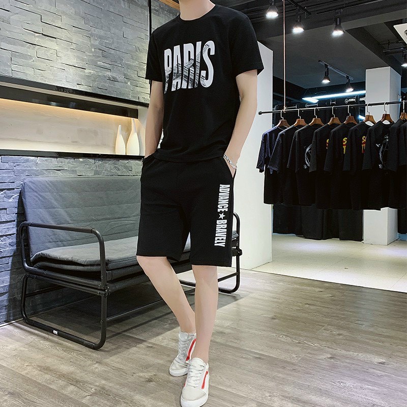 Set đồ thể thao nam áo thun mix quần lửng tới gối, in chữ cực cá tính, phong các thể thao trẻ trung, cá tính, chất vải cao cấp thoáng mát cho đi chơi, dã ngoại, thể thao