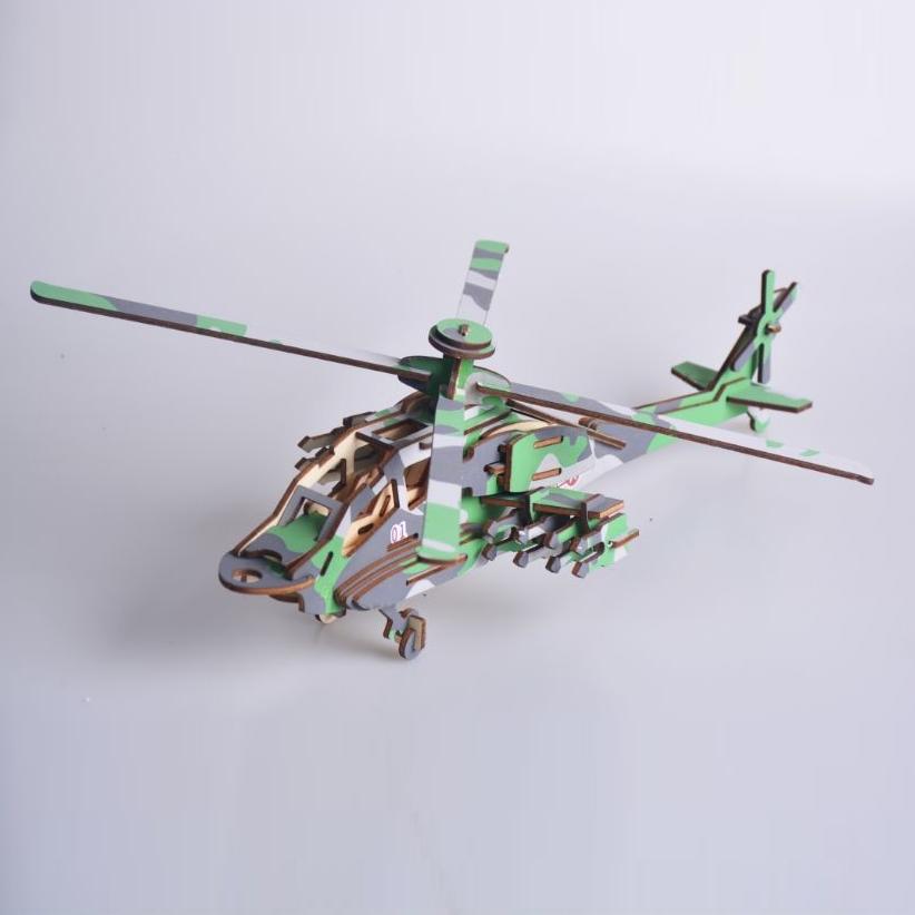 Đồ chơi lắp ráp gỗ 3D Mô hình Trực thăng Apache XA-G009H