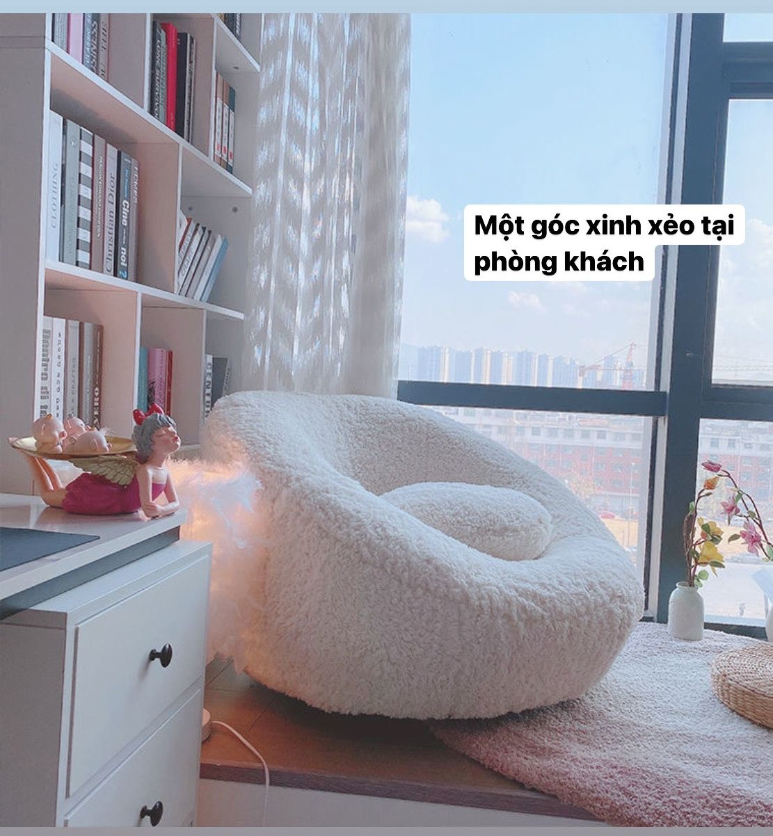 Ghế lười nhung lông cừu