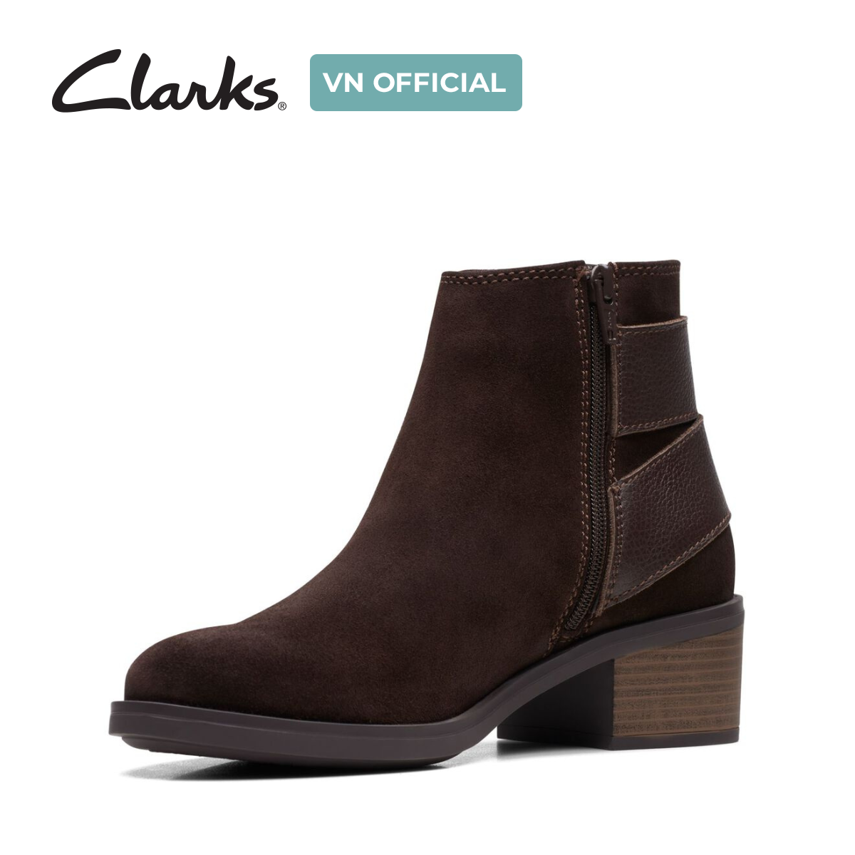 Giày Bốt Cao Gót Da Lộn Nữ Clarks - Memi Buckle