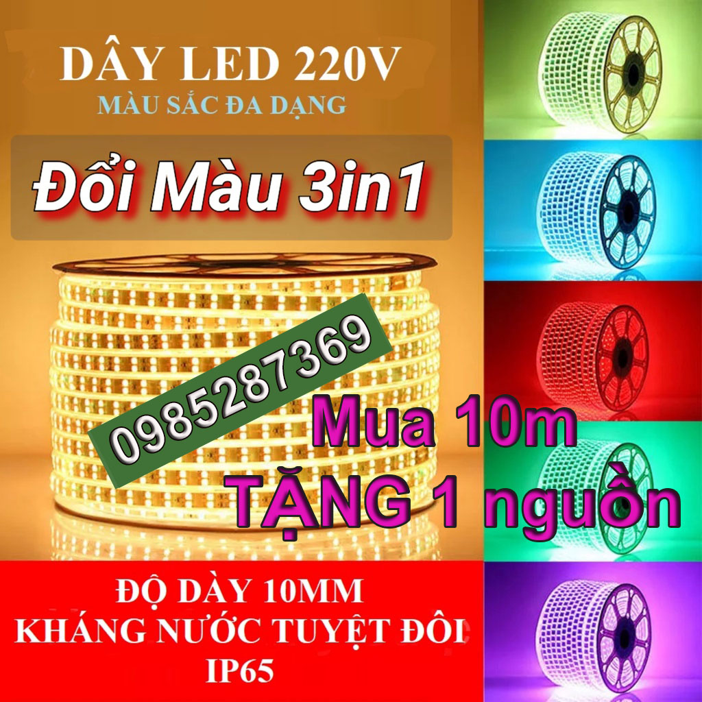 Đèn LED Dây Đôi 2835 - 2 Hàng - Siêu sáng - Chống nước (Mua 10m tặng 1 nguồn)