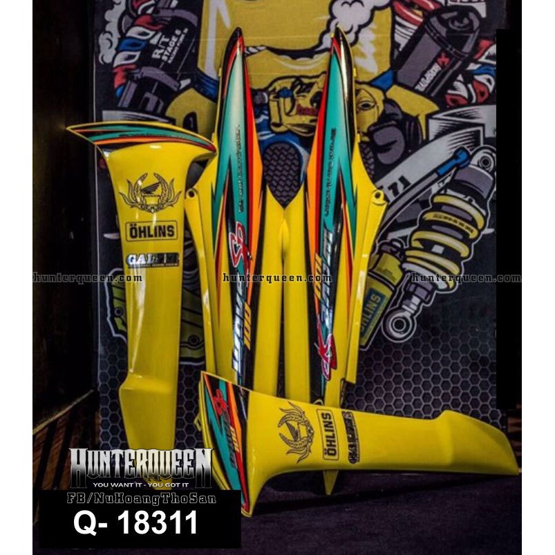Tem Rời Xe Wave Màu Vàng, Ohlins. Thay Đổi Màu Sắc Và Chi Tiết Theo Yêu Cầu. Sắc Nét, Bền Màu