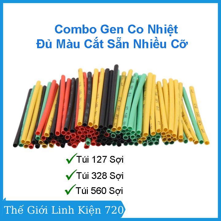 Combo gen co nhiệt luồn dây điện cách điện, chịu nhiệt tốt đủ màu cắt sẵn nhiều kích cỡ
