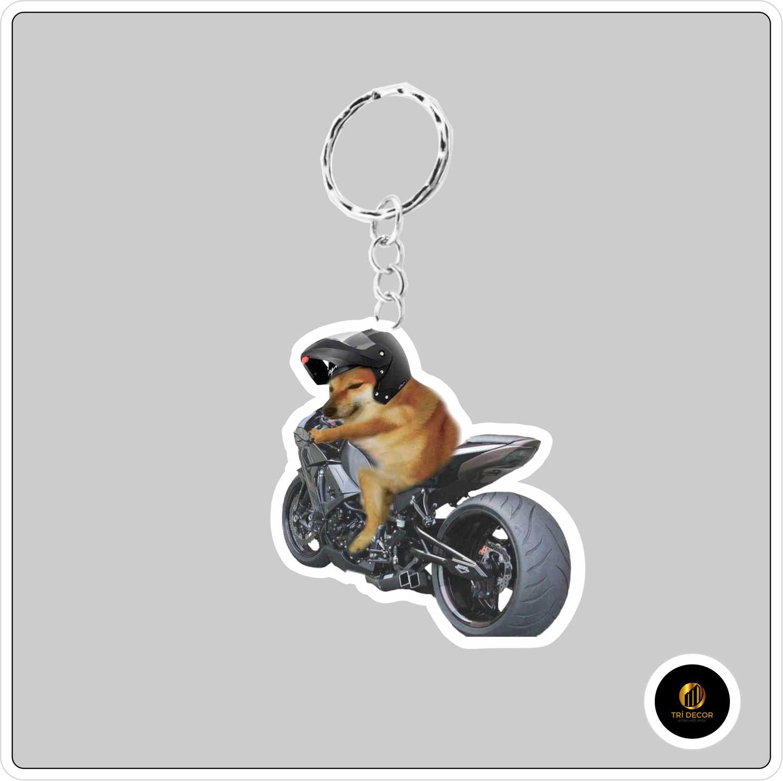 Móc khoá Cheems cưỡi xe - móc khoá mica