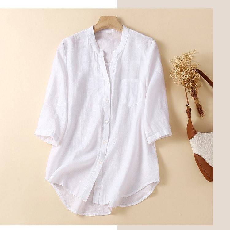 Áo sơ mi nữ, áo kiểu nữ cổ V suông thời trang đẹp HaiAnh Sm51