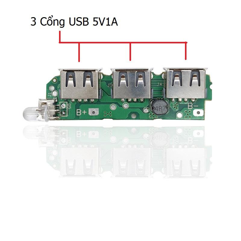 Mạch sạc dự phòng 3 cổng usb 1a