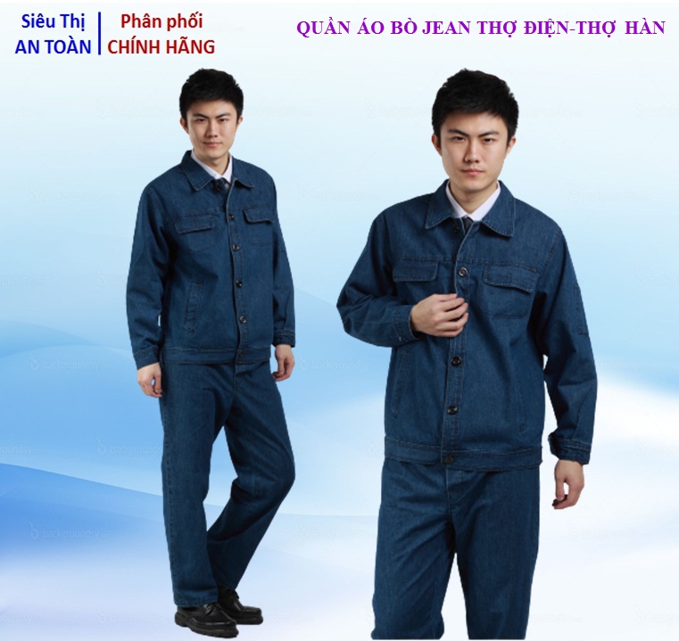 Bộ quần áo bò Jean thợ điện, thợ hàn, chống điện chống nóng - Bảo hộ lao động