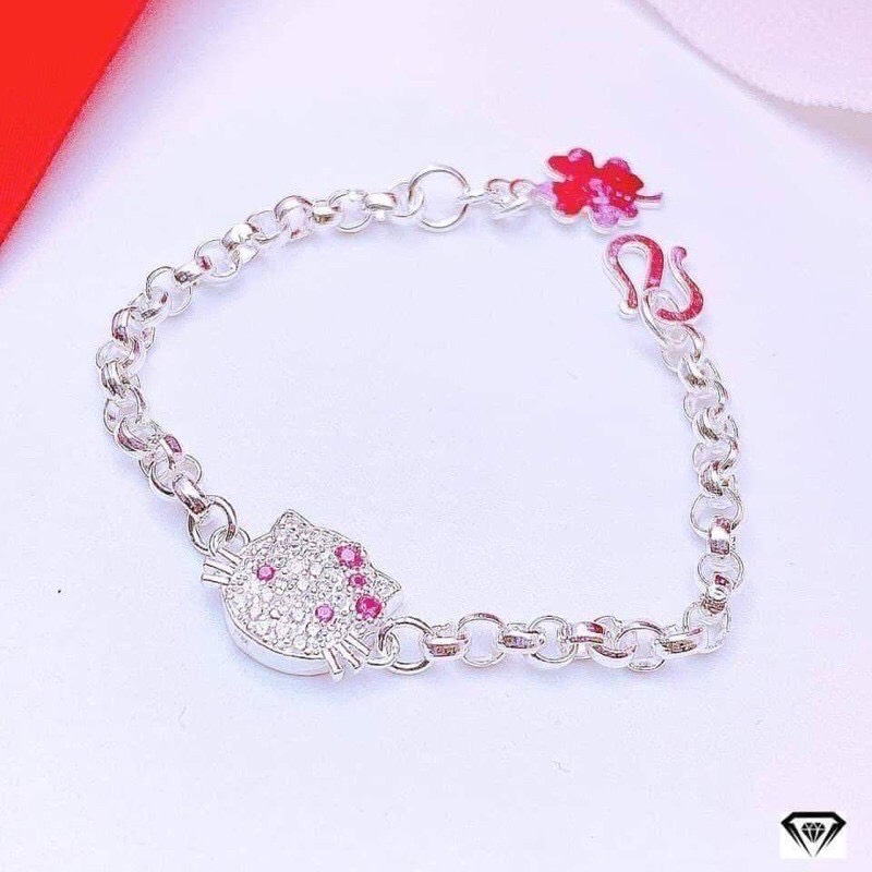 Lắc tay bạc cho bé gái mặt kitty xinh xắn chất liệu bạc chuẩn sáng đẹp-JQN gian hàng chính hãng uy tín chất lượng