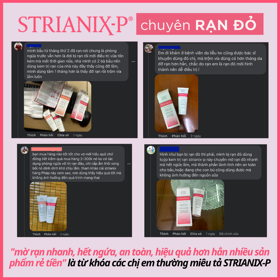 Set 2 tuýp 100g kem rạn STRIANIX-P phòng và làm mờ RẠN ĐỎ