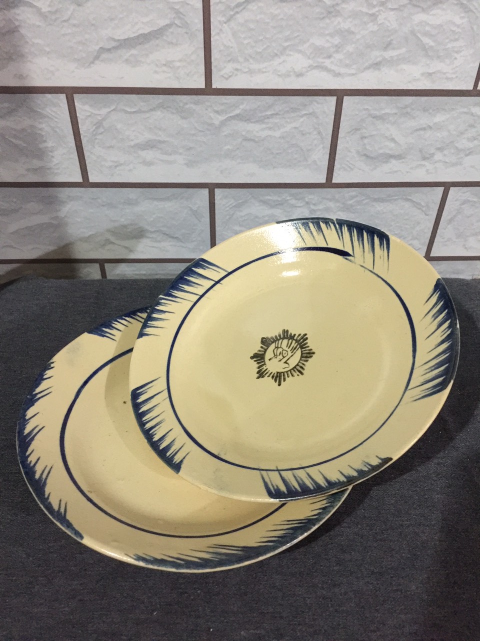 5 Đĩa kiểu xưa xanh 19.5 cm