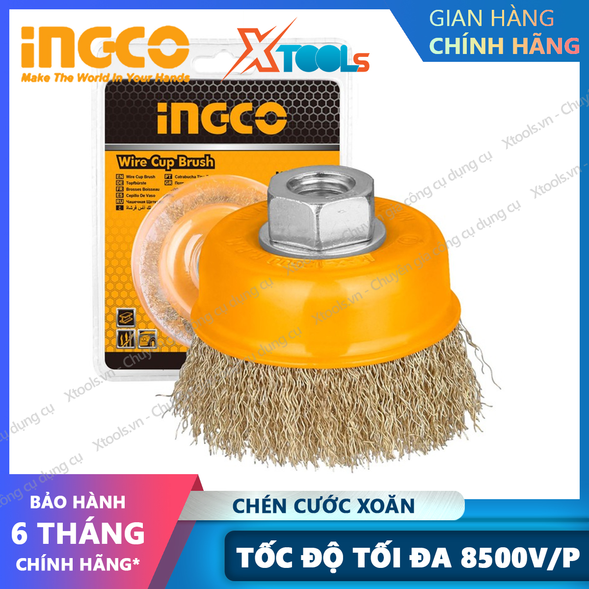 Cup freight straight polisher stainless ingco 75-150mm brush freight scrub iron, metal, brush rust, paint peeling reinforced M10x1.5-M14x2.0 [XTools] [xsafe]