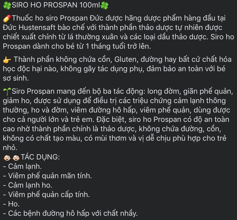 Siro ho Propan cho bé 100ml nội địa Đức