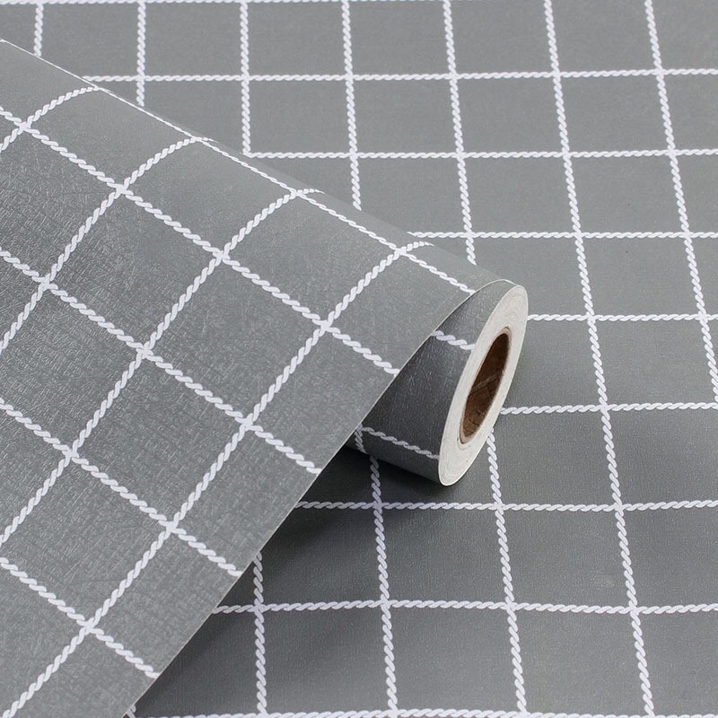 Giấy dán tường kẻ ô vuông sang trọng phong cách Hàn Quốc Khổ 5M NXX936