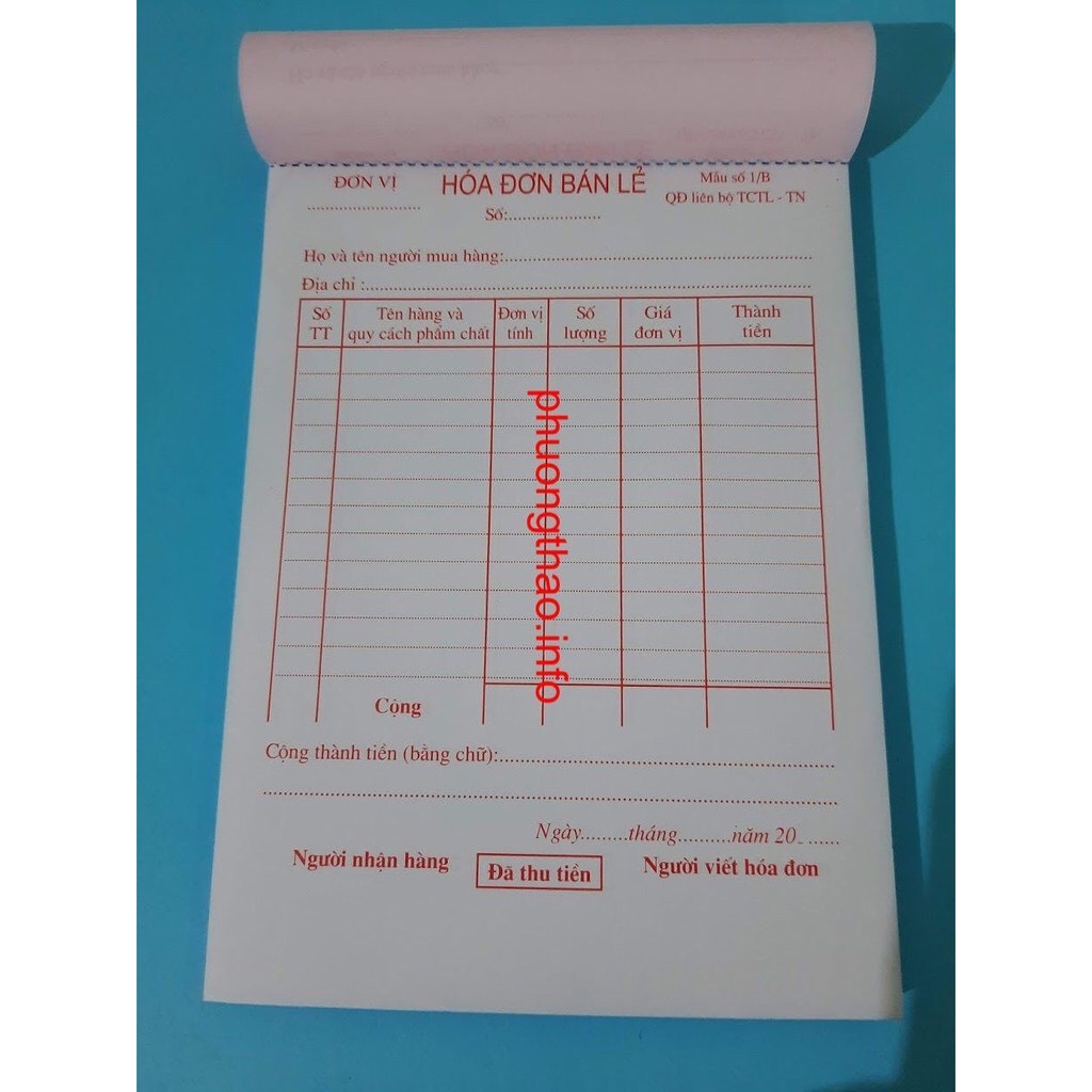 [ Giá Sỉ ] Hoá đơn bán lẻ: 1 Liên, 2 Liên, 3 Liên ( A5/A4 )