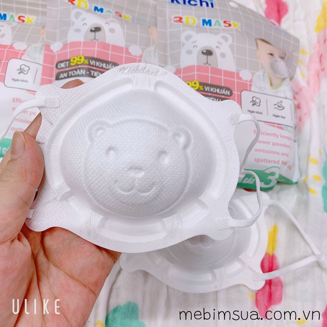 Khẩu trang gấu Kichi cho bé sơ sinh set 3 cái