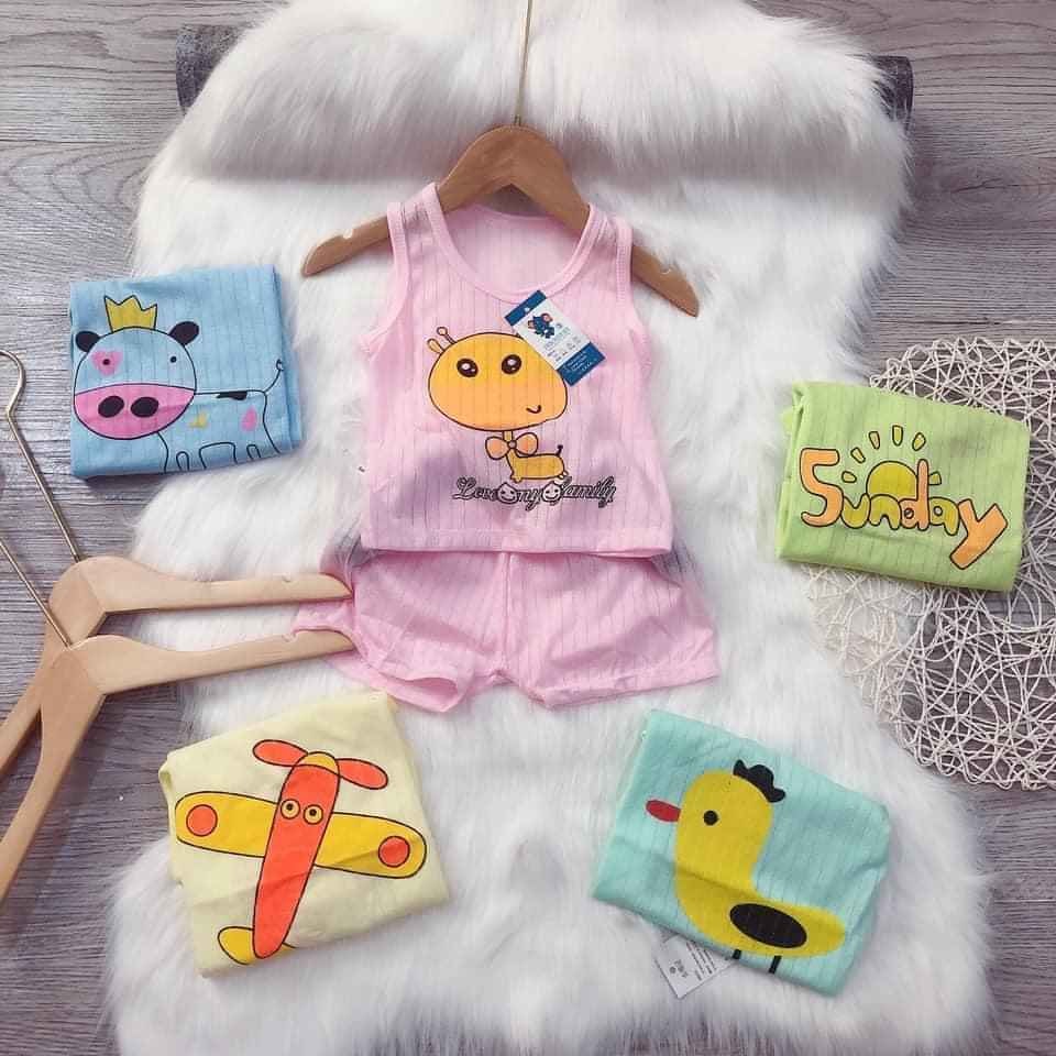 Bộ ba lỗ cotton giấy cho bé 4-16kg