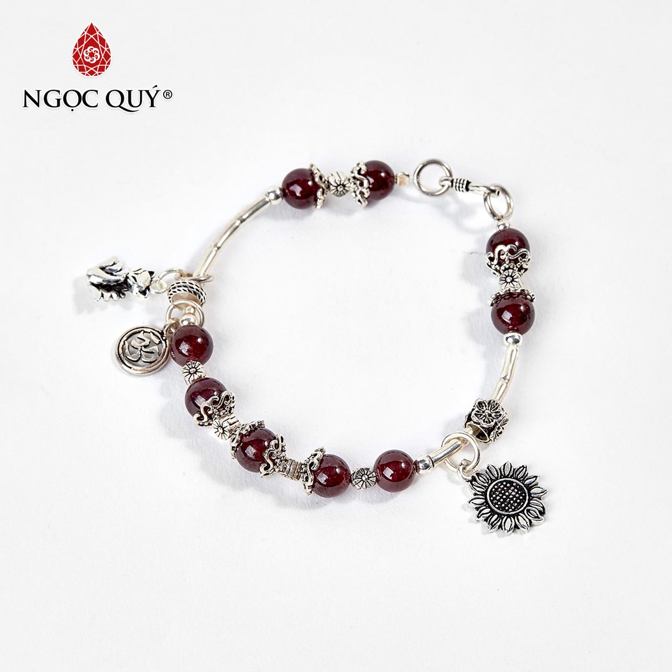 [HCM]Vòng tay đá garnet charm hồ ly 9 đuôi bạc 7mm mệnh hoảthổ - Ngọc Quý Gemstones
