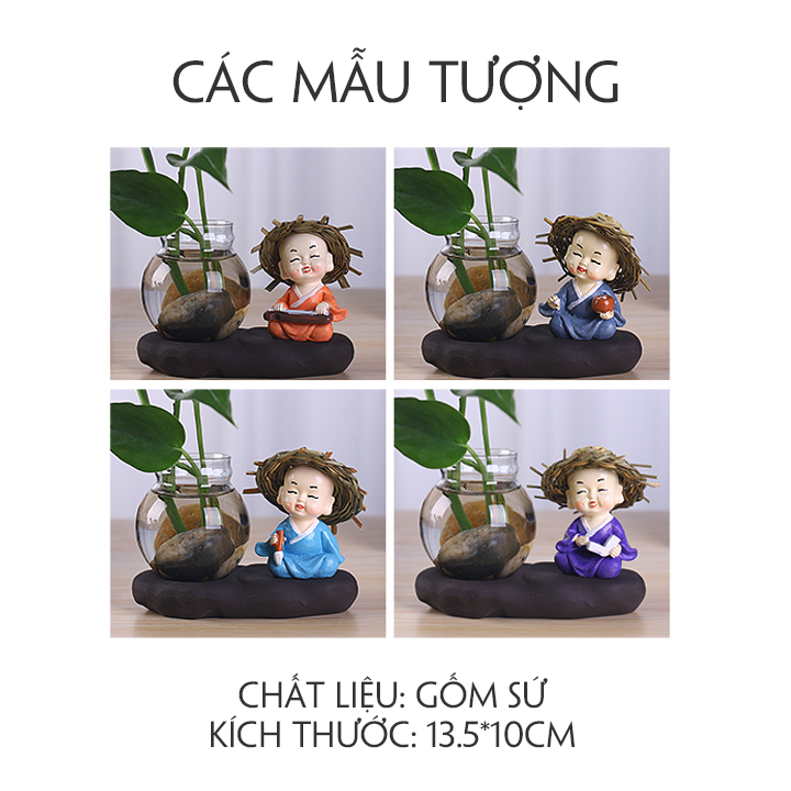 Bộ tượng tứ cầm kì thi họa (kèm bình thủy tinh)