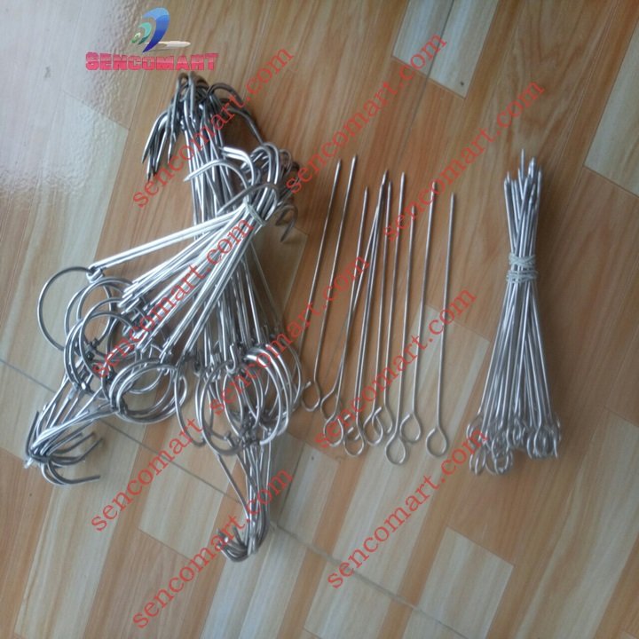 10 Móc treo gà vịt kèm xiên 100% làm bằng INOX