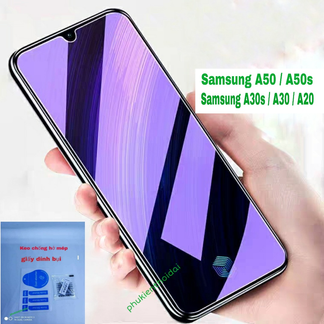 Cường lực Samsung Galaxy A50 / A50s / A30s / A20 dùng chung tím chống tia UV hại mắt ( tặng keo mép )