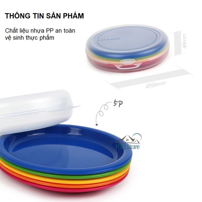 [HCM]Bộ 5 ly chén dĩa có quai và bình nước Rainbow Lock&Lock