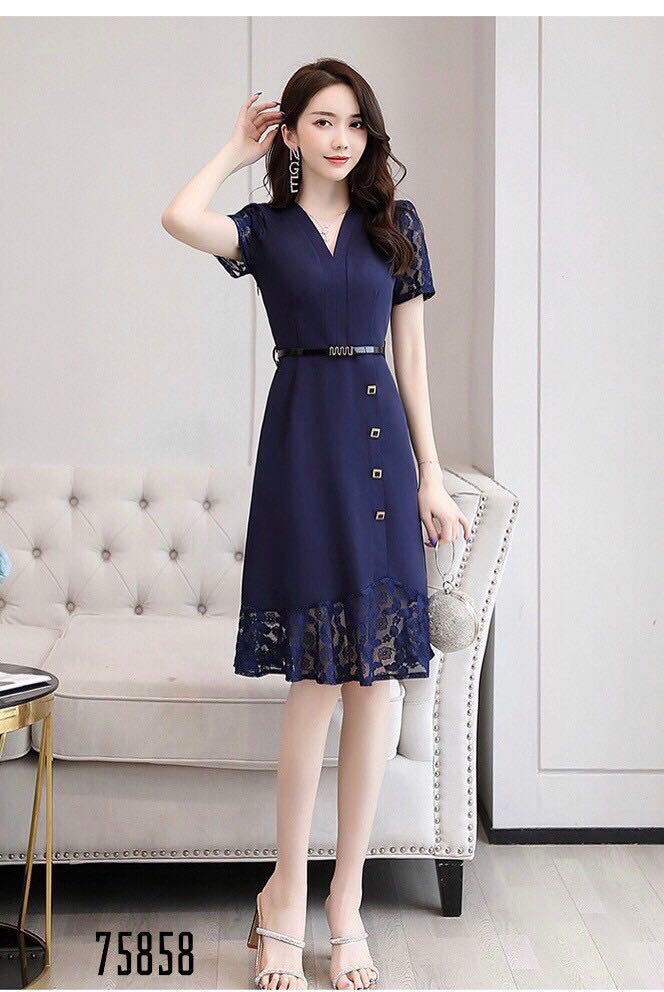 [HCM]ĐẦM SUÔNG DỰ TIỆC PHỐI REN KÈM THẮT LƯNG SIÊU DỄ THƯƠNG