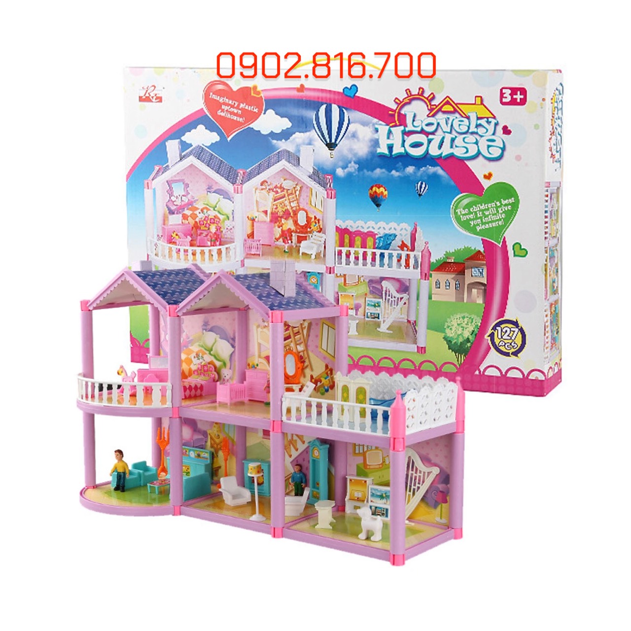 Bộ lắp ráp đồ chơi mô hình ngôi nhà búp bê 2 tầng cho bé gái 958