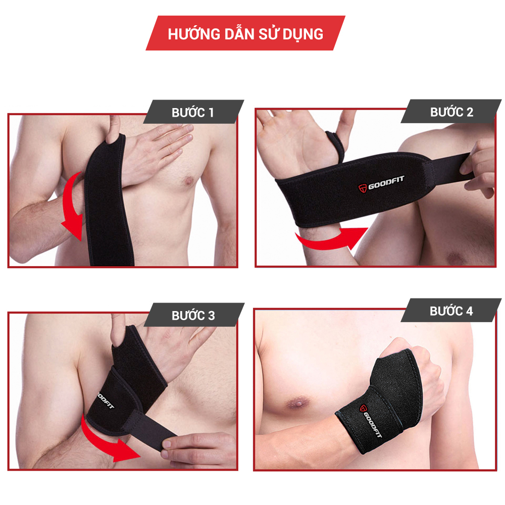 Băng quấn cổ tay tập gym, tập boxing GoodFit vải đục lỗ thoáng khi, đệm xốp êm ái GF302W