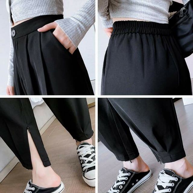 Quần baggy cạp cao 2 khóa
