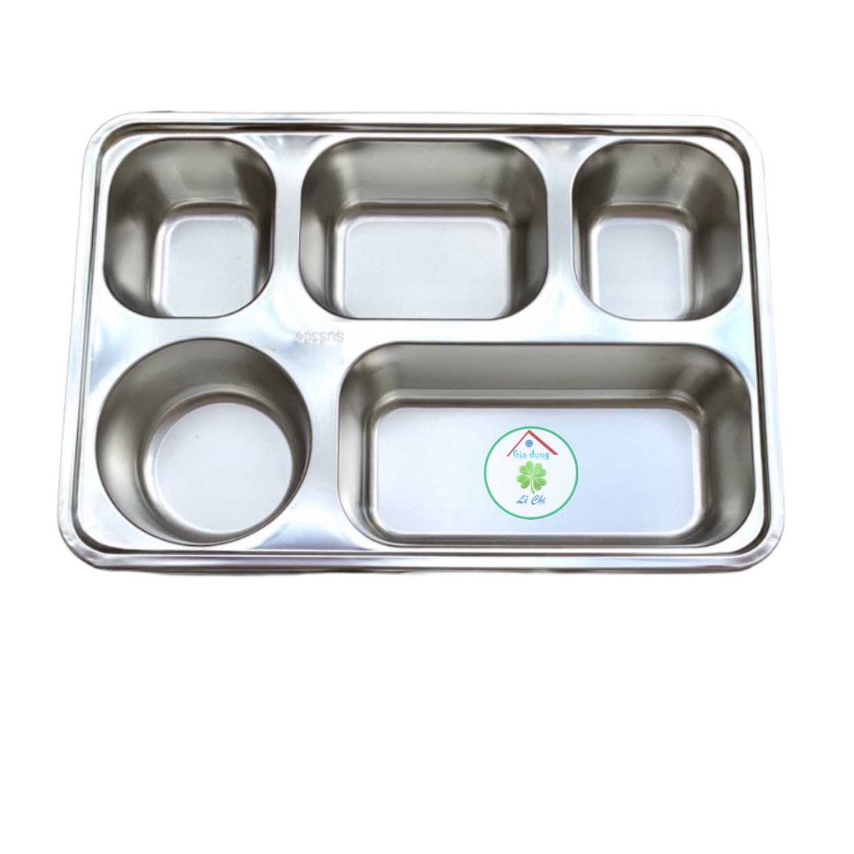 Khay cơm inox 5 ngăn sâu lớn SUS304 (33,5 x 23 x 4,3cm)