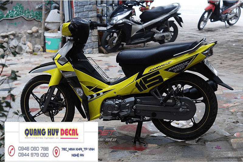 Tem trùm xe sirius vàng đen Duke đẹp - Tem xe máy sirius vàng đen thiết kế theo yêu cầu - tem trùm xe sirius đẹp, rẻ chất