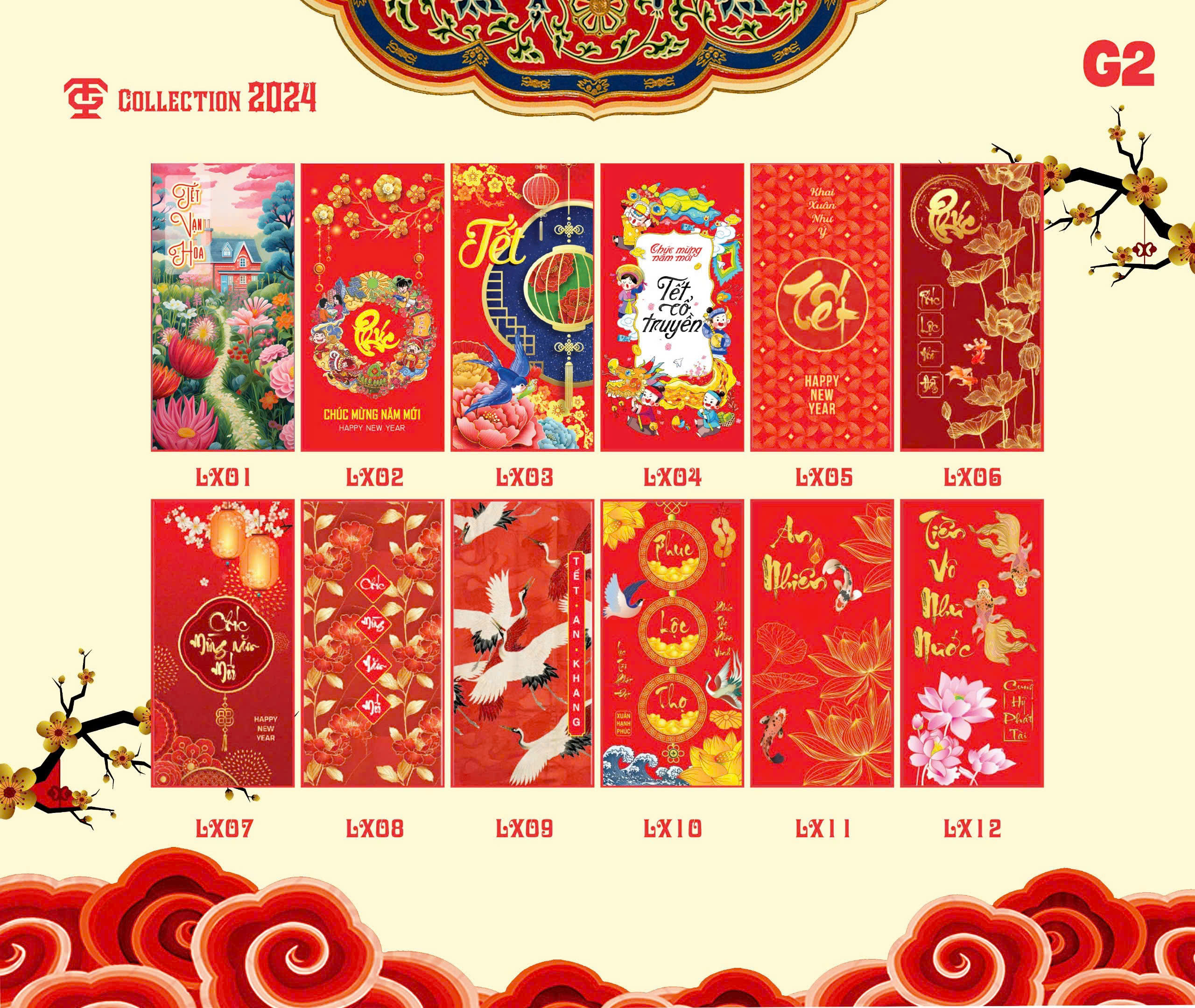 [Sỉ lì xì truyền thống] Combo 2000 bao lì xì tết Quý Mão 2025 (kèm túi nilong)