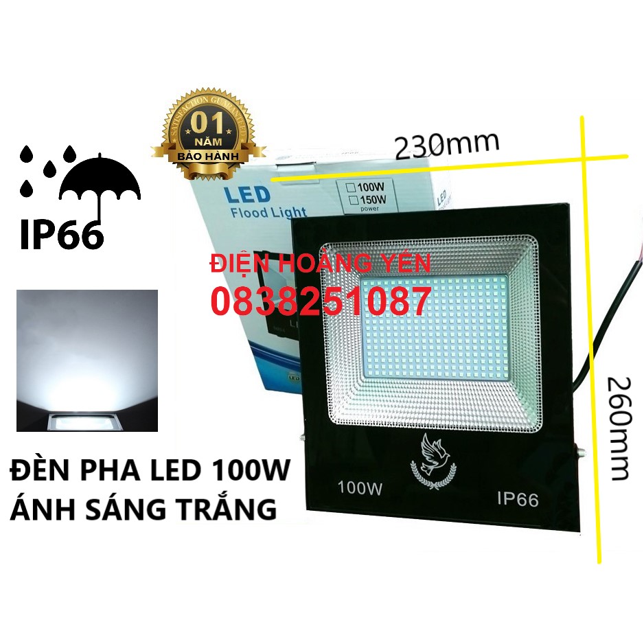 Đèn Pha Led IP66 Siêu mỏng, siêu sáng 100W (Ánh Sáng Trắng)
