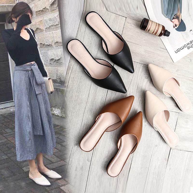 [Hoàn Tiền 15%]Giày Sục nữ mũi nhọn cực êm siêu xinh 005