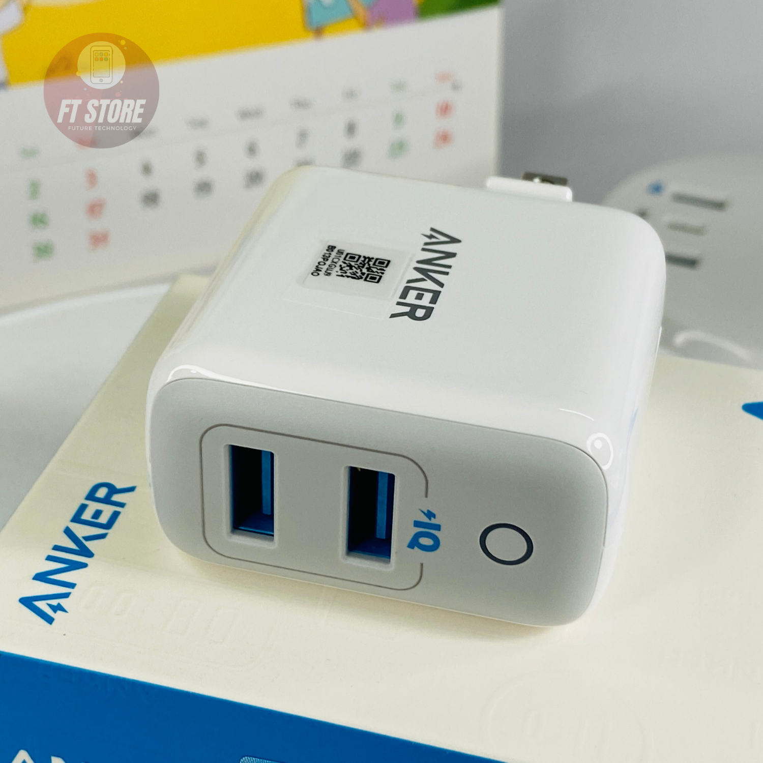 Củ sạc Anker 24w 2 cổng USB A max 12w/port dành cho ip/ipad/ipod/android