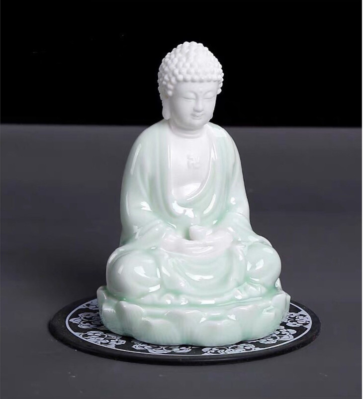 tượng phật Adida ngồi tọa sen xanh ngọc