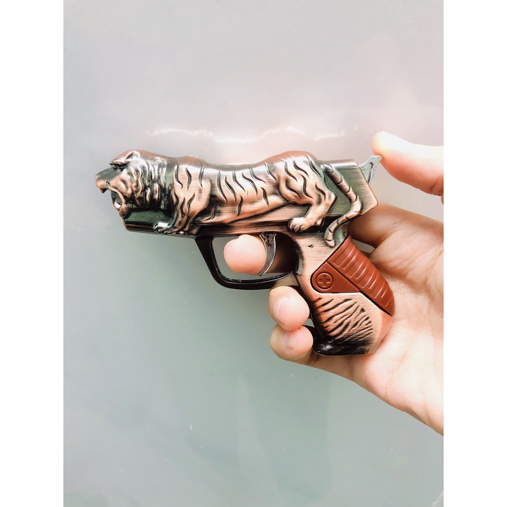 Hột quẹt bật lửa mô hình sú.n.g con cọp có đèn pin 11cm