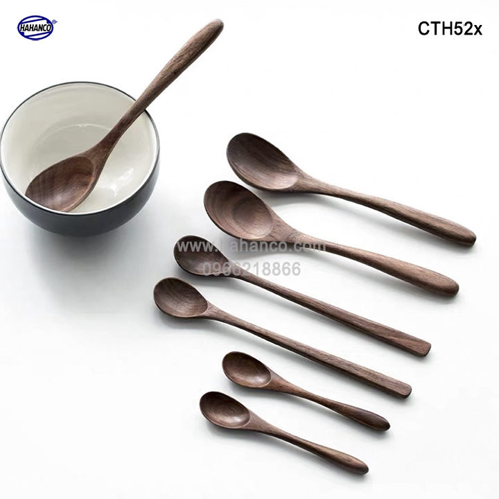 Thìa cafe mini gỗ Óc Chó nhập khẩu Mỹ, thìa xuất Nhật - CTH522 - HAHANCO (Walnut) Phụ kiện thìa gỗ vừa sử dụng chụp ảnh hoặc decor trang trí cho nhà hàng, món ăn
