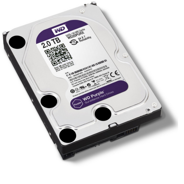 Ổ cứng HDD 2000G(2TB) Western Purple ( Tím ) , Chuyên dùng cho camera , lưu trữ dữ liệu - Bảo hành 24 tháng 1 đổi 1