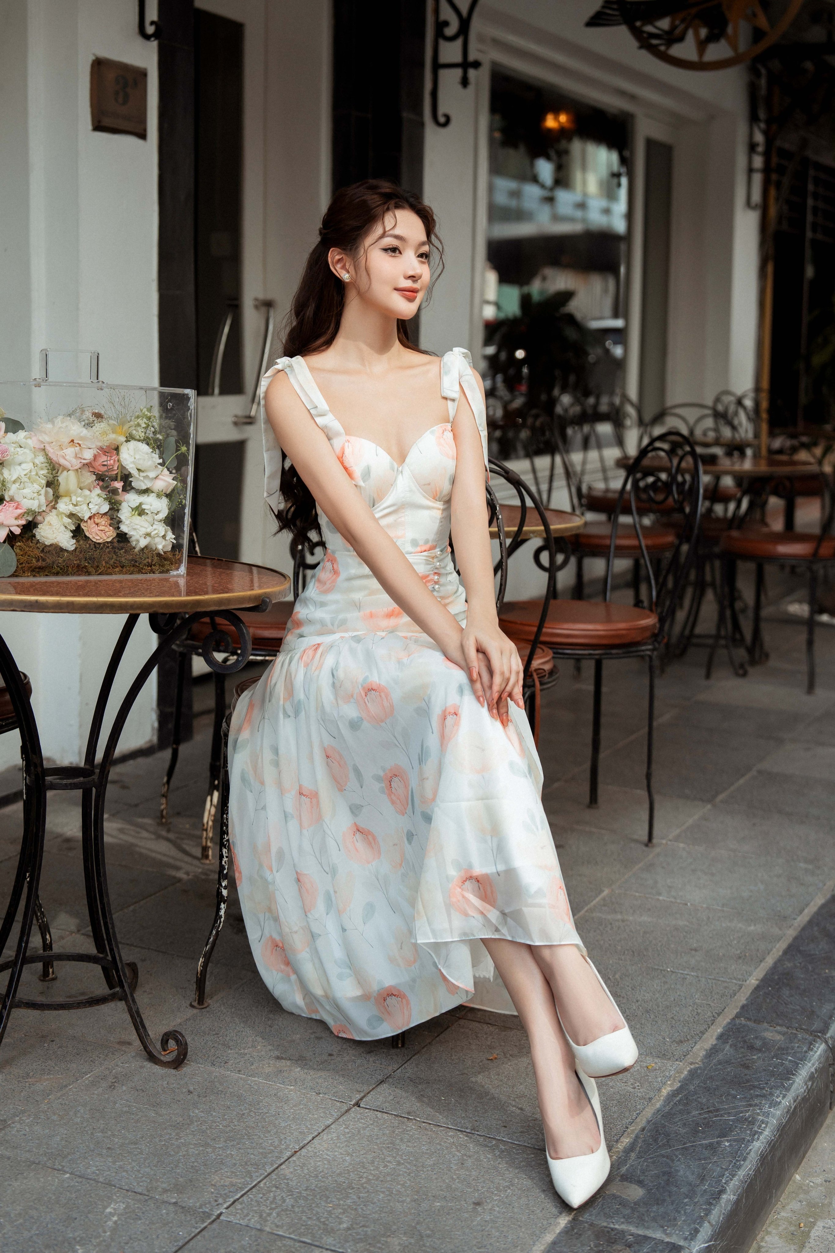 SÒ VINTAGE - CARINA Đầm hoa cột dây vai