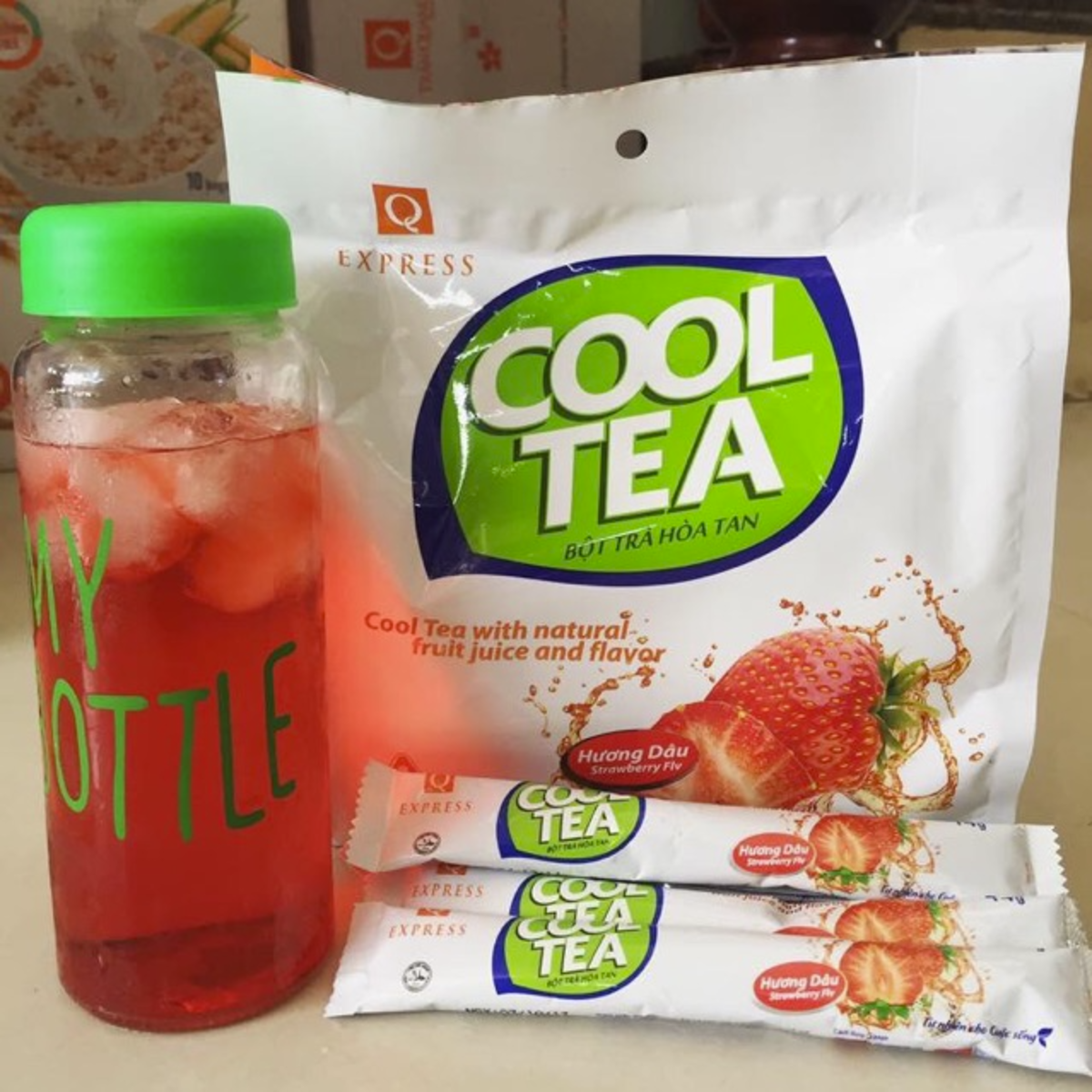 [Freeship 15k cho đơn từ 99k] Trà Dâu Cool Tea Trần Quang bịch 336g (24 gói dài x 14g)