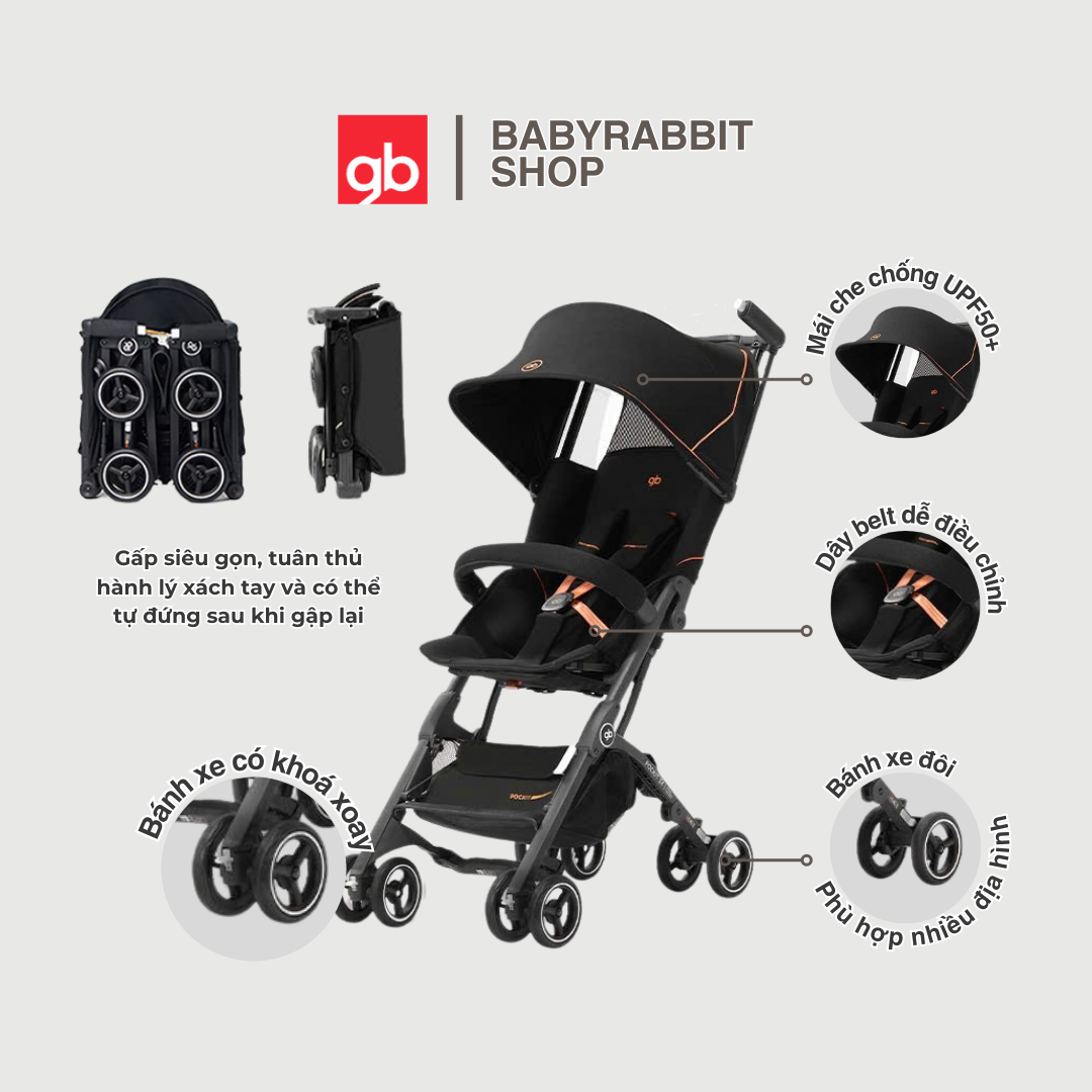 Xe đẩy gấp gọn cho bé GB Pockit All Terrain