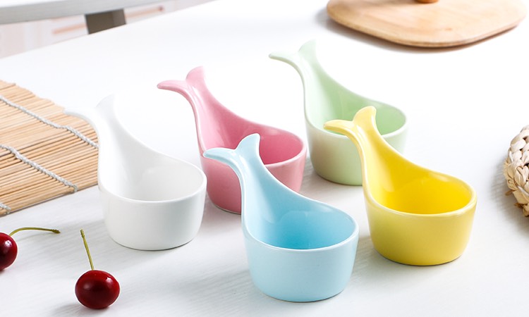 Bát sứ ăn dặm - Chén sứ ăn dặm - Chén đựng nước chấm hình đuôi cá 50ml