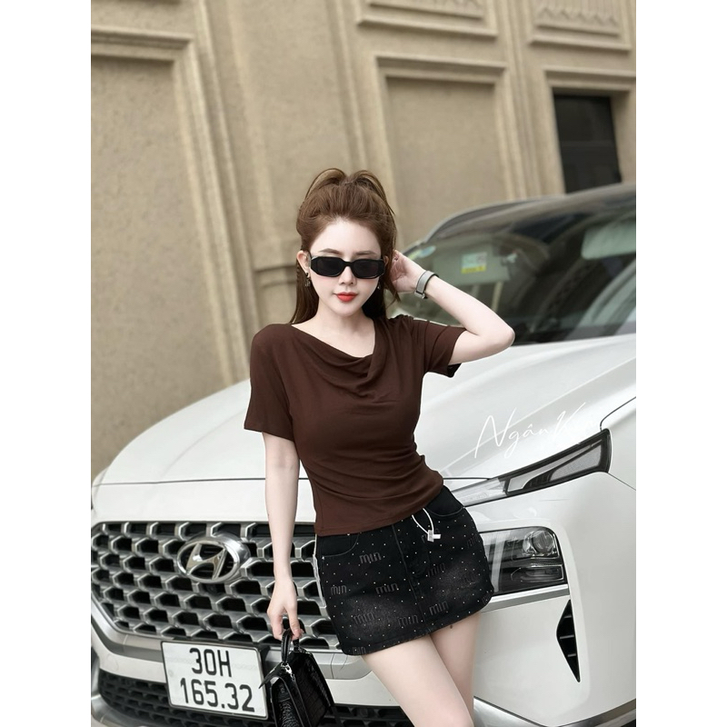 Áo Thun Cổ Đổ Chất Bozip Đẹp From Ôm Tôn Dáng