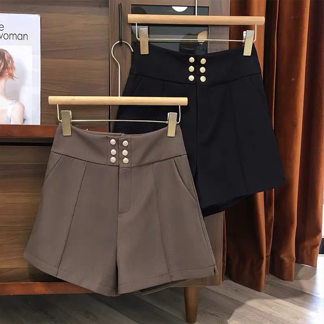 Quần short cạp siêu cao phối 6 khuy