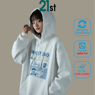 Áo khoác hoodie trùm đầu nữ form rộng nỉ ngoại 21 st chữ in icon LV12 thumbnail